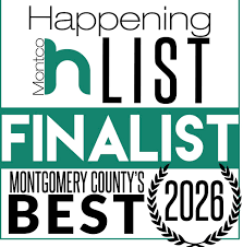 2026 Montco Happening List Finalist badge, Montgomery County's Best.